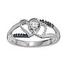 Blue & White Diamond Accent Sterling Silver Double Heart Promise Ring