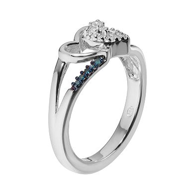 Classic Treasures Blue & White Diamond Accent Sterling Silver Double Heart Promise Ring