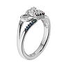 Blue & White Diamond Accent Sterling Silver Double Heart Promise Ring