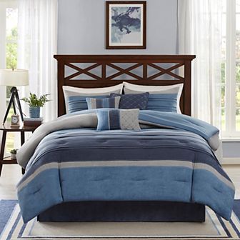 Madison Park Saban 7 pc Microsuede Comforter Set with Throw Pillows