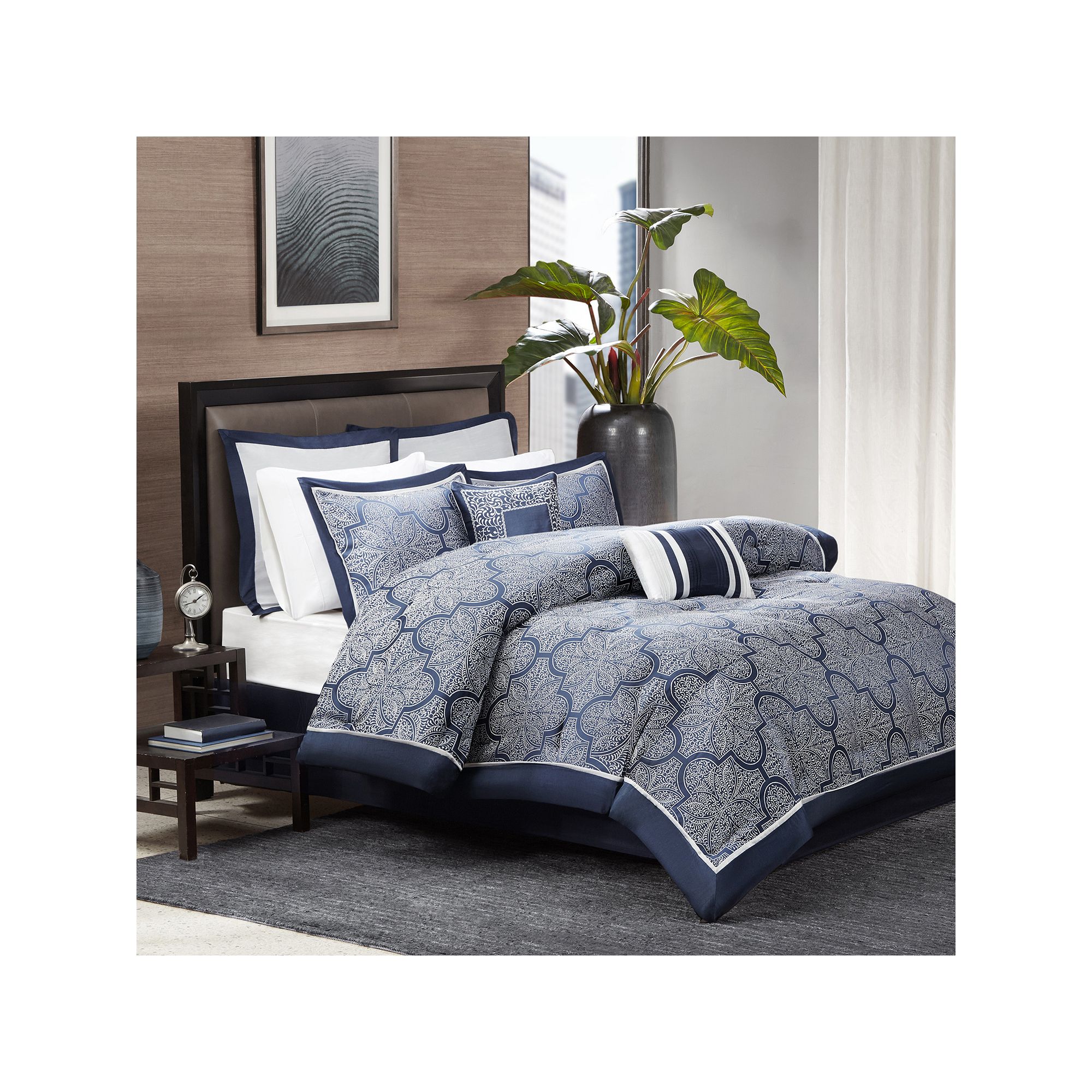 Madison Park Barrett 8-pc. Comforter Set with Throw Pillows, Blue