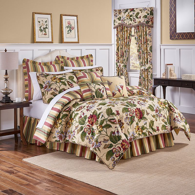 Waverly Laurel Springs 4-pc. Reversible Comforter Set, Beig/Green, Queen