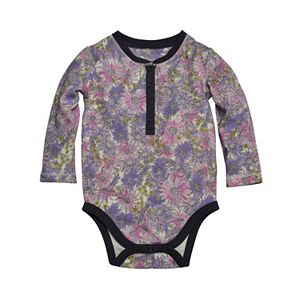 Baby Girl Burt's Bees Baby Organic Watercolor Floral Henley Bodysuit