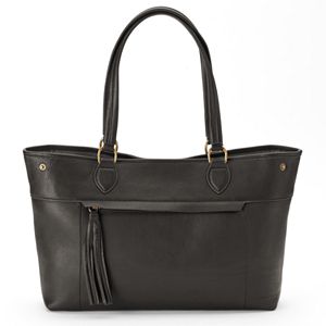 Leather East West Tote