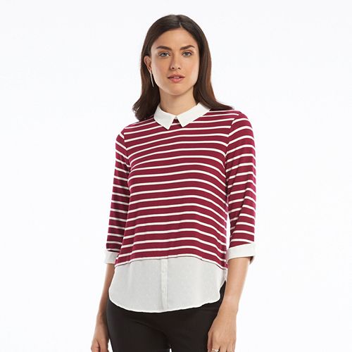 Women's ELLE™ Striped Mock Layer Top Women's ELLE™ Striped Mock Layer Top