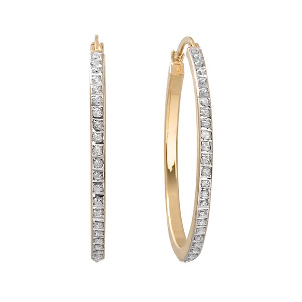 Diamond Mystique 18k Gold Over Silver Hoop Earrings