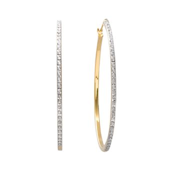Diamond Mystique 18k Gold Over Silver Hoop Earrings