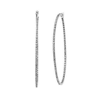 Diamond Mystique Platinum Over Silver Inside-Out Hoop Earrings