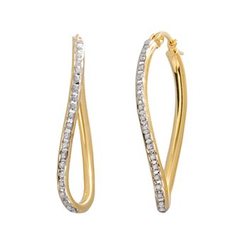 Diamond Mystique 18k Gold Over Silver Figure 8 Hoop Earrings
