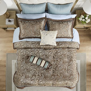Madison Park Whitman 12-Piece Paisley Comforter Set with Cotton Bed Sheet Set