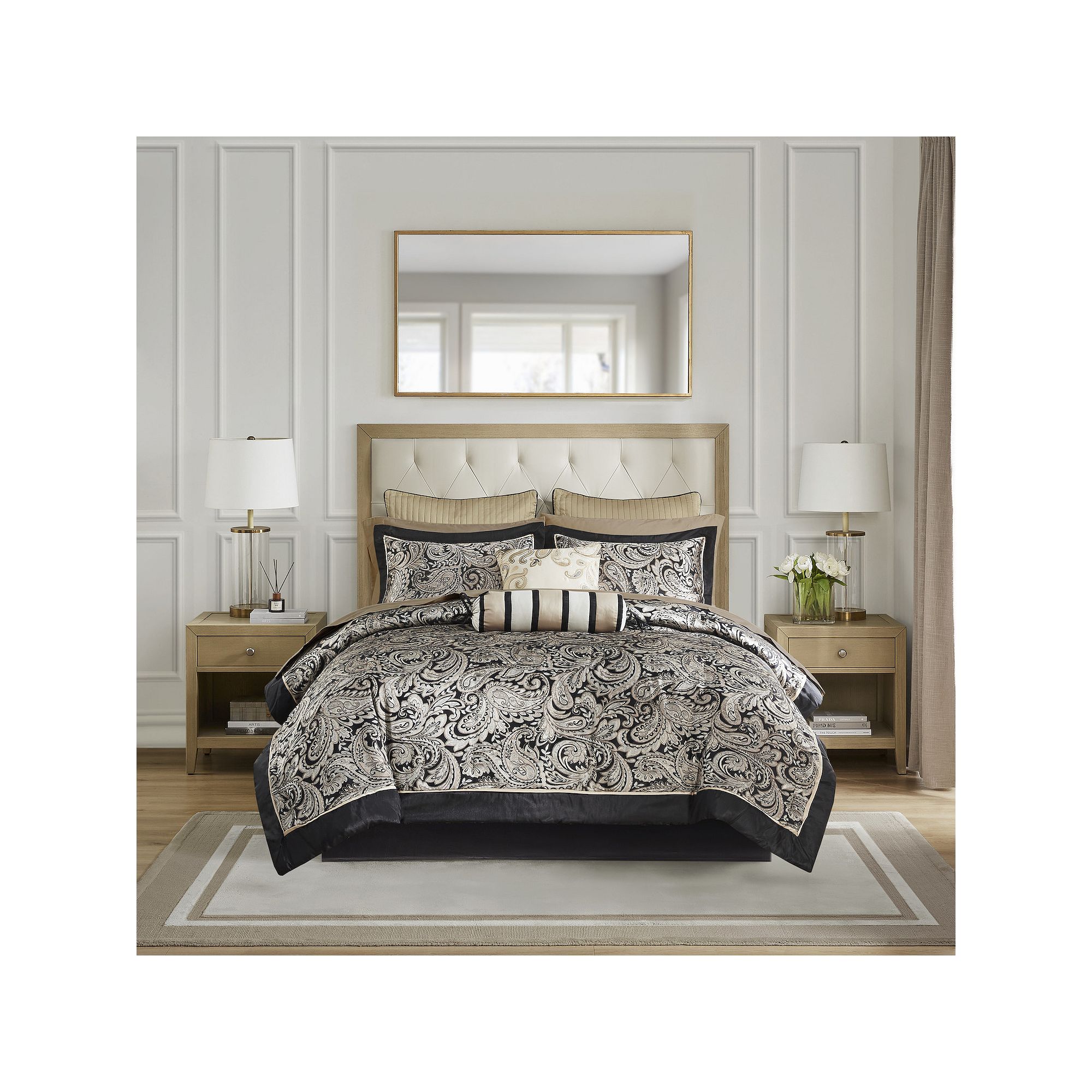 Madison Park Whitman 12-Piece Paisley Comforter Set with Cotton Bed Sheet S
