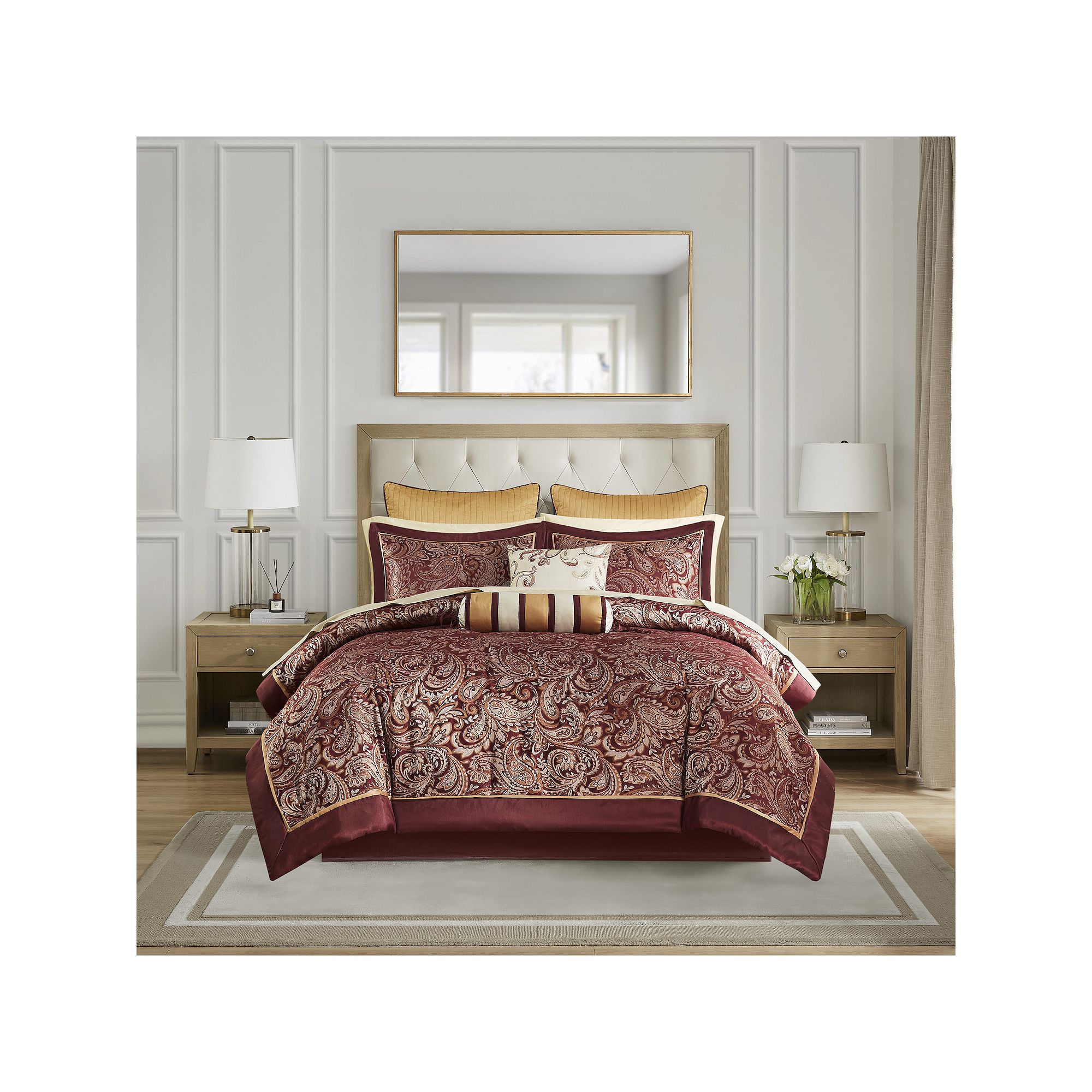Madison Park Whitman 12-Piece Paisley Comforter Set with Cotton Bed Sheet S