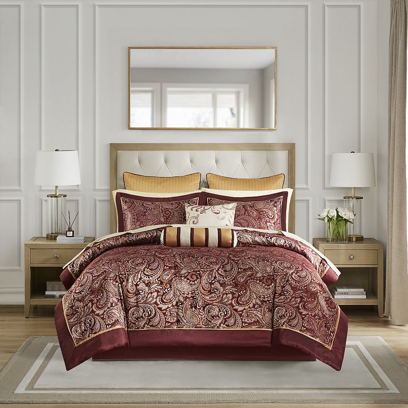 Madison Park Whitman 12-piece Paisley Comforter Set with Sheets and Throw P