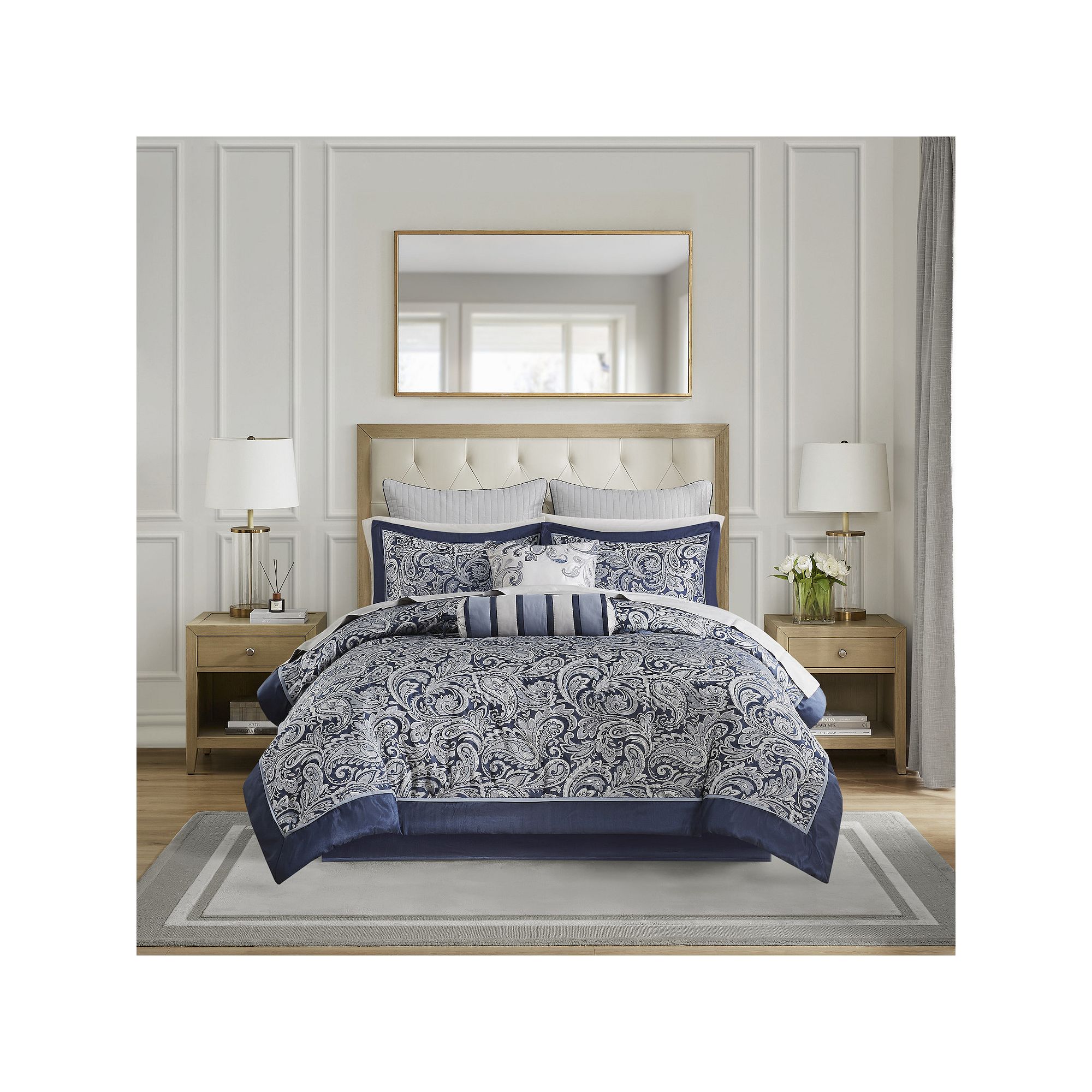 Madison Park Whitman 12-Piece Paisley Comforter Set with Cotton Bed Sheet S