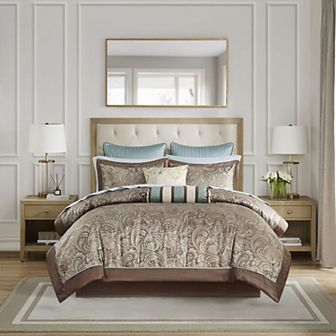 Madison Park Whitman 12 pc Paisley Comforter Set with Cotton Bed Sheet Set