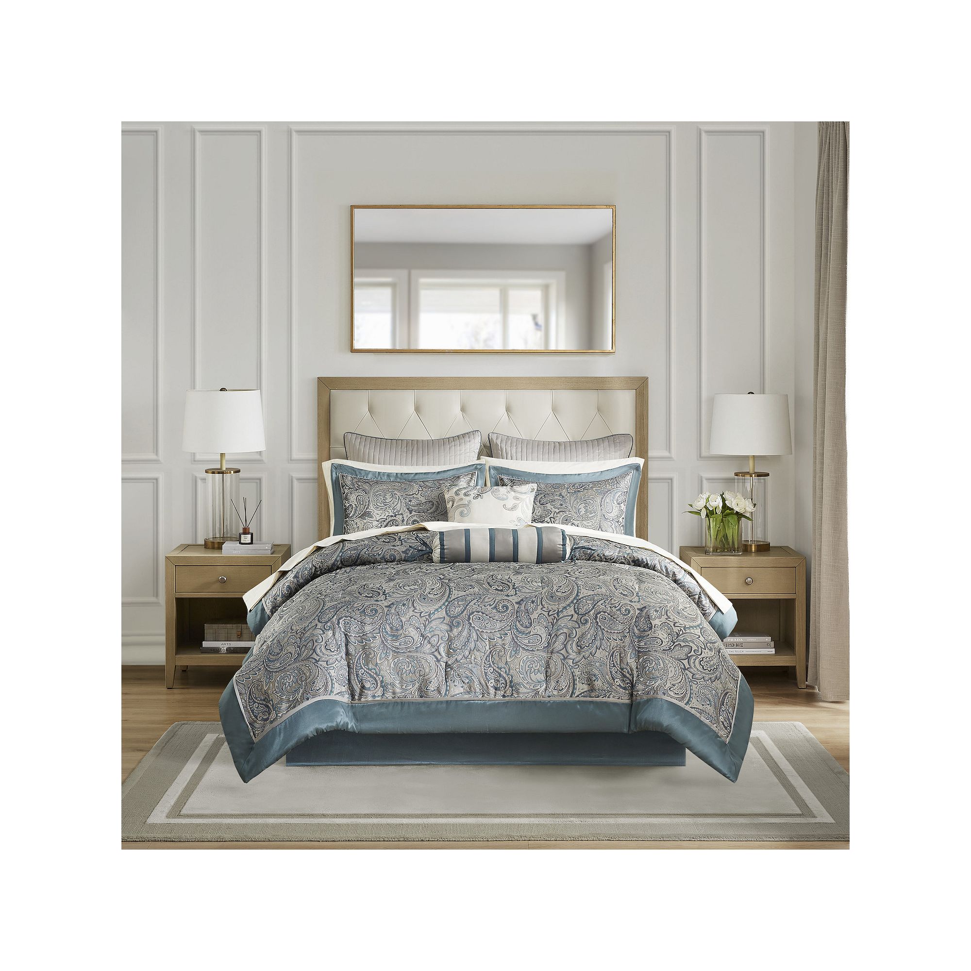 Madison Park Whitman 12-Piece Paisley Comforter Set with Cotton Bed Sheet S