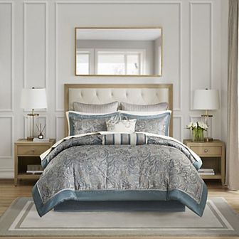 Madison Park Whitman 12 pc Paisley Comforter Set with Cotton Bed Sheet Set