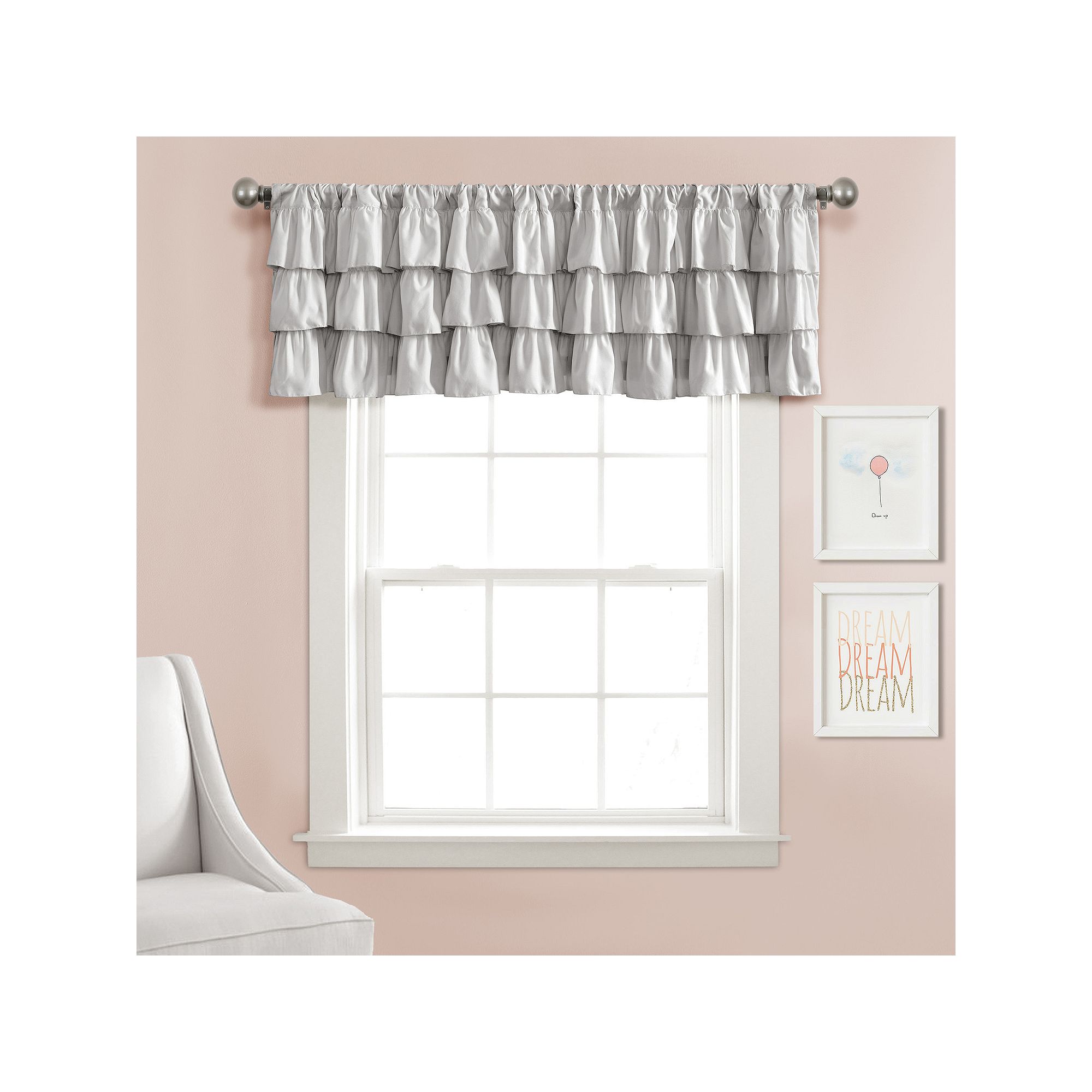 Lush Decor Belle Ruffled Window Valance - 84 x 18, Gray