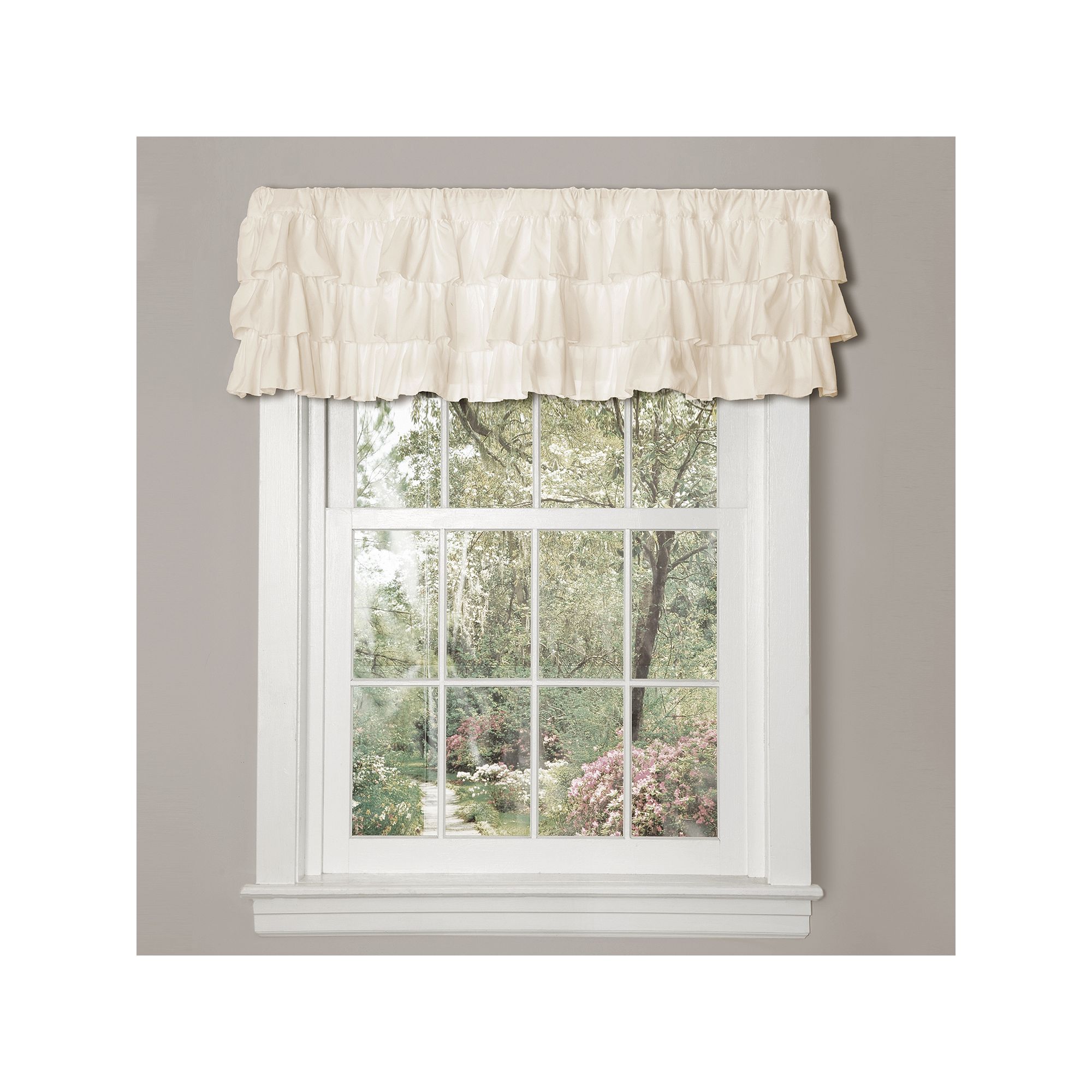 Lush Decor Belle Ruffled Window Valance - 84 x 18, Ivory
