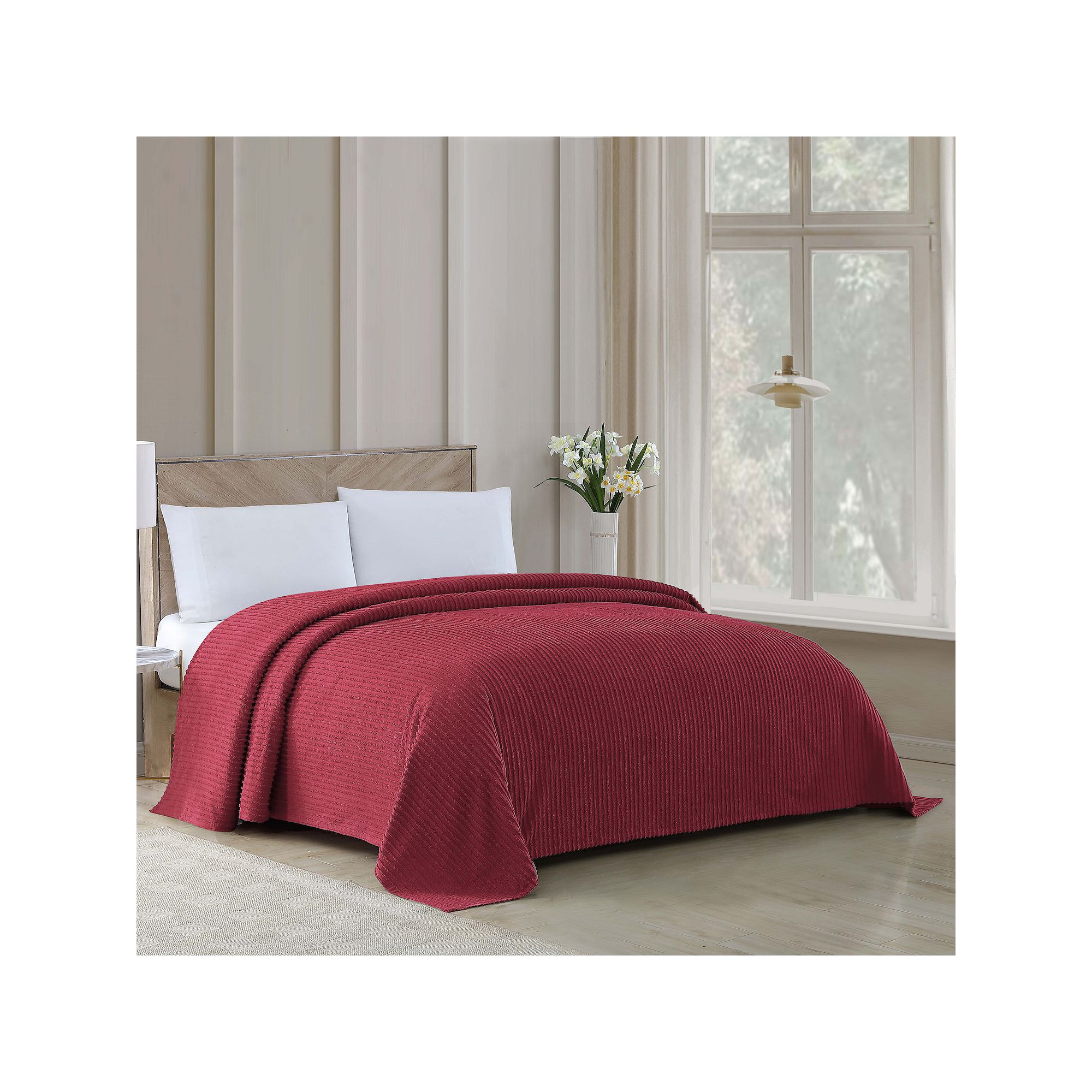 Beatrice Home Fashions Channel Chenille Bedspread or Sham, Red