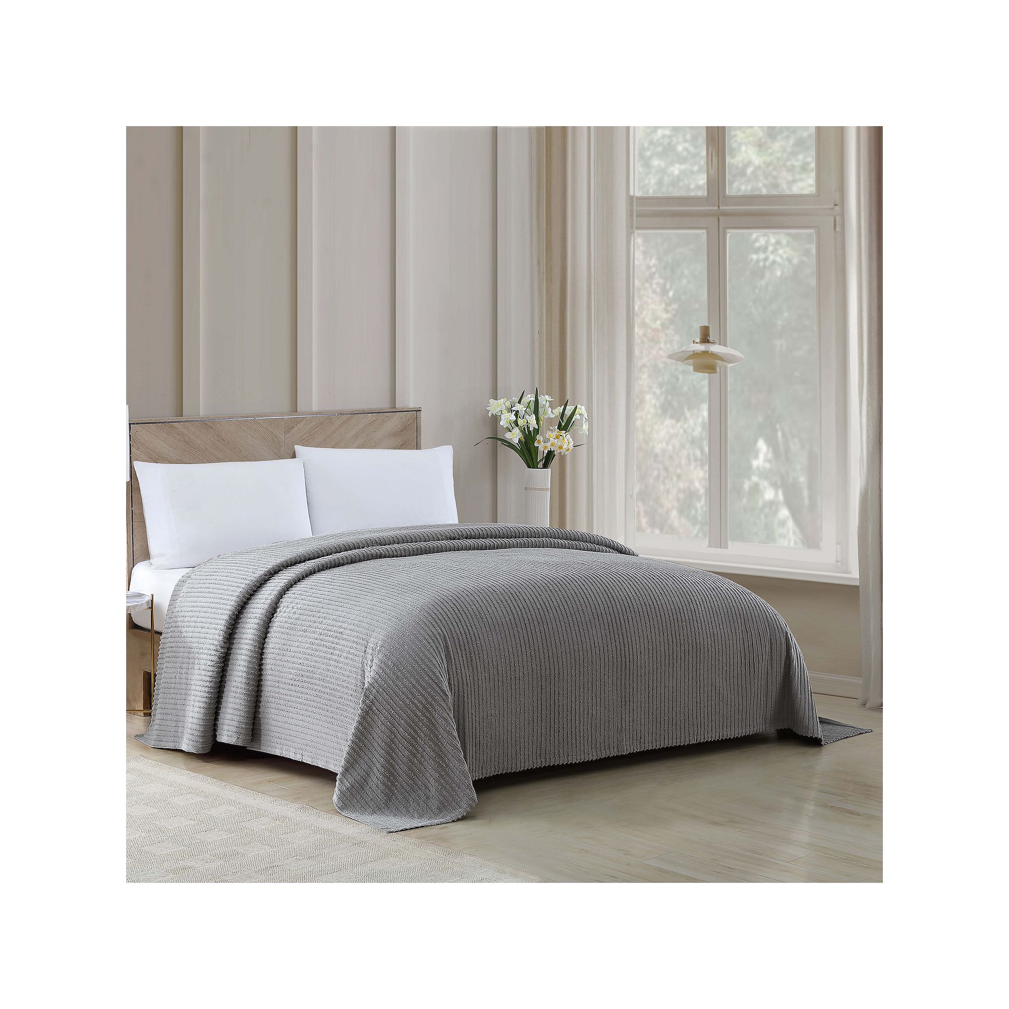 Beatrice Home Fashions Channel Chenille Bedspread or Sham, Gray