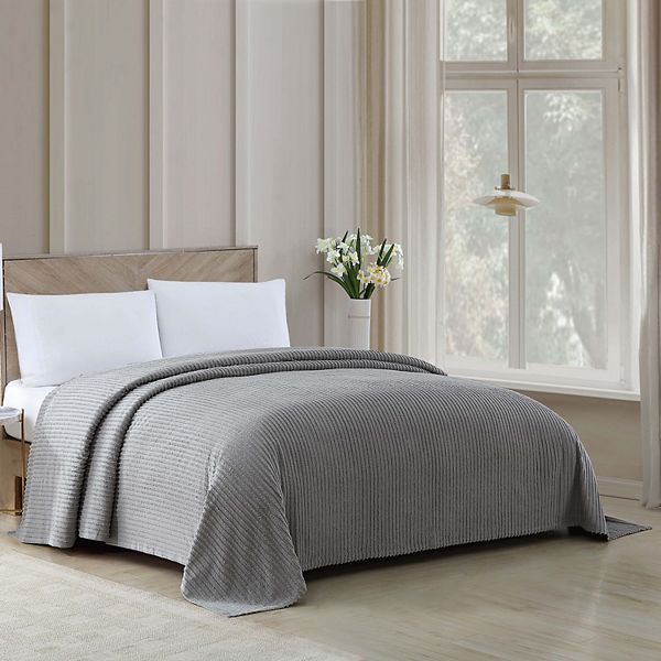 Beatrice Home Fashions Channel Chenille Bedspread or Sham - Gray (STD SHAM)
