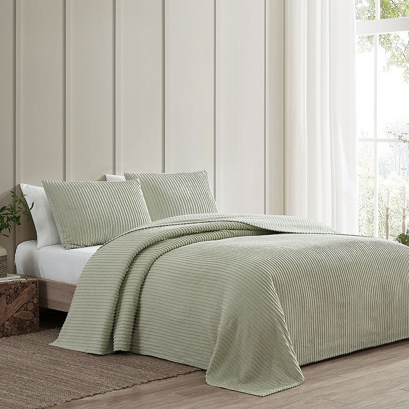 Channel Chenille Bedspread or Sham, Green, Queen