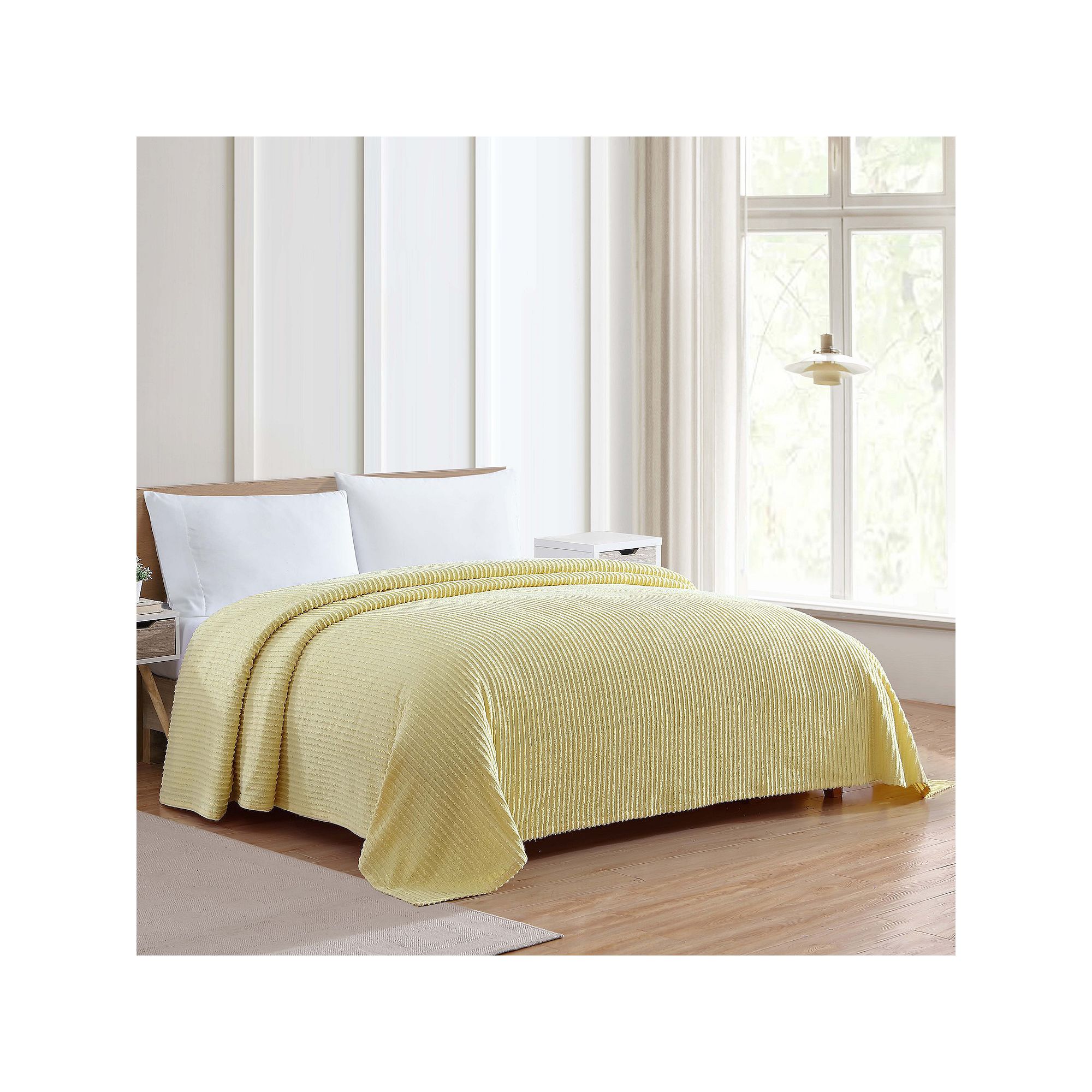 Beatrice Home Fashions Channel Chenille Bedspread or Sham, Yellow