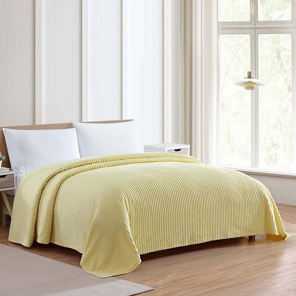 Beatrice Home Fashions Channel Chenille Bedspread or Sham - Yellow (STD SHAM)