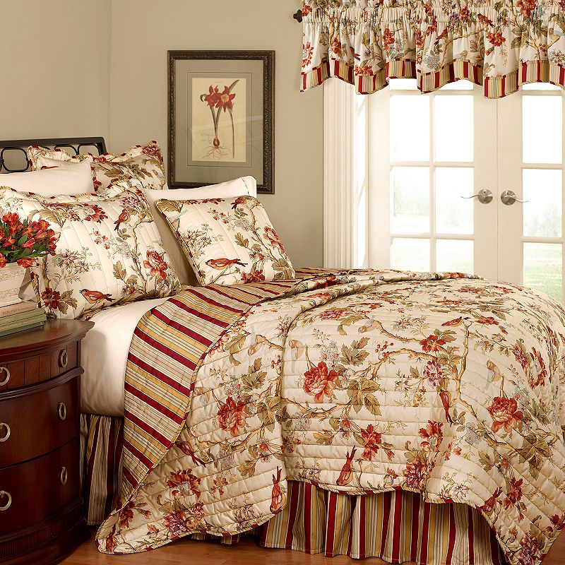 Waverly Charleston Chirp Reversible Quilt Set, Orange, Twin