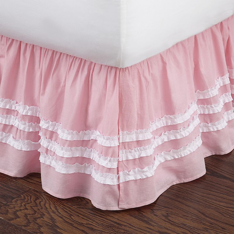 Pink Ruched Dust Ruffle Bedskirt, Twin