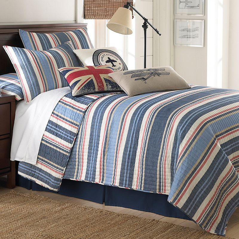 98550263 Levtex Home Oliver Reversible Quilt Set, Blue, Ful sku 98550263