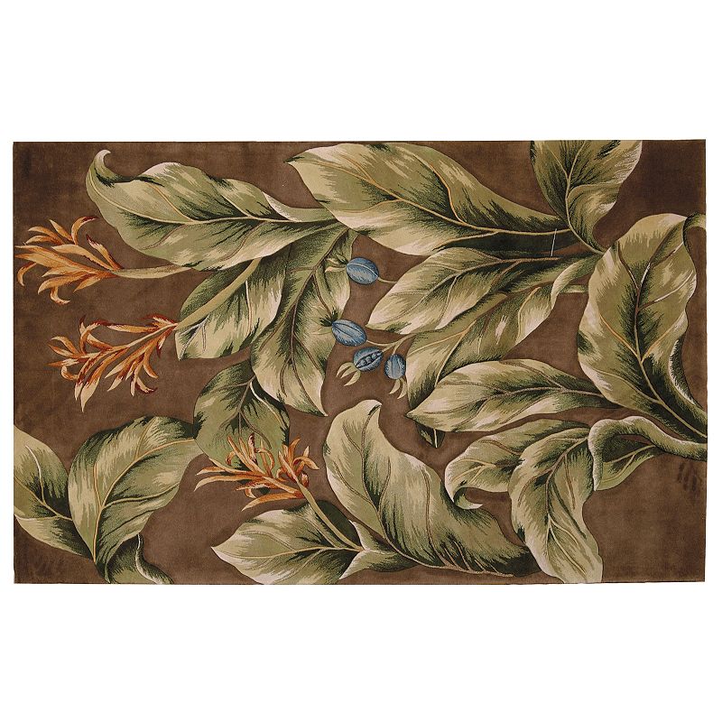 Nourison Tropics Wool Rug, Beig/Green, 5.5X7.5 Ft