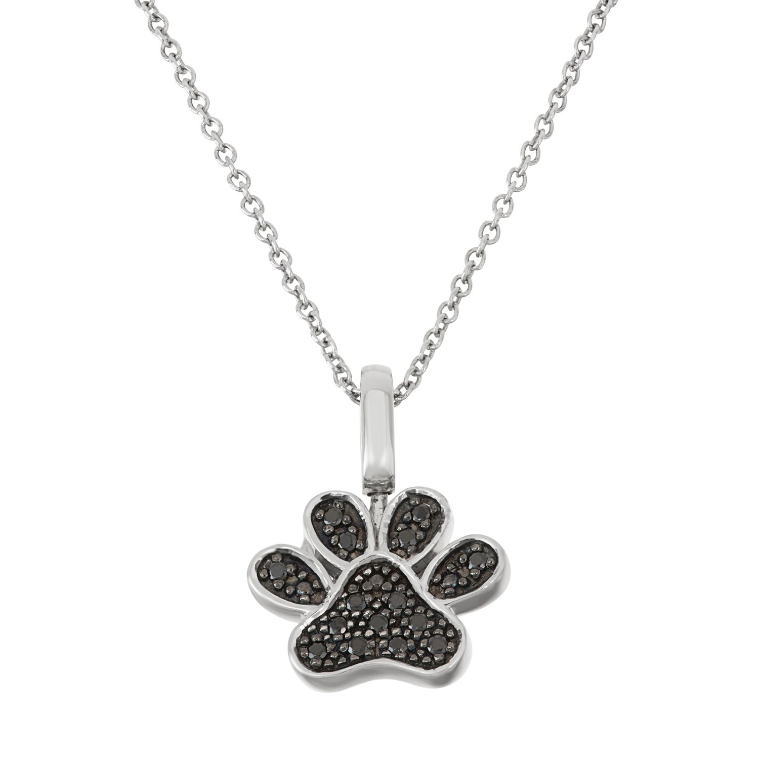 dog paw silver necklace