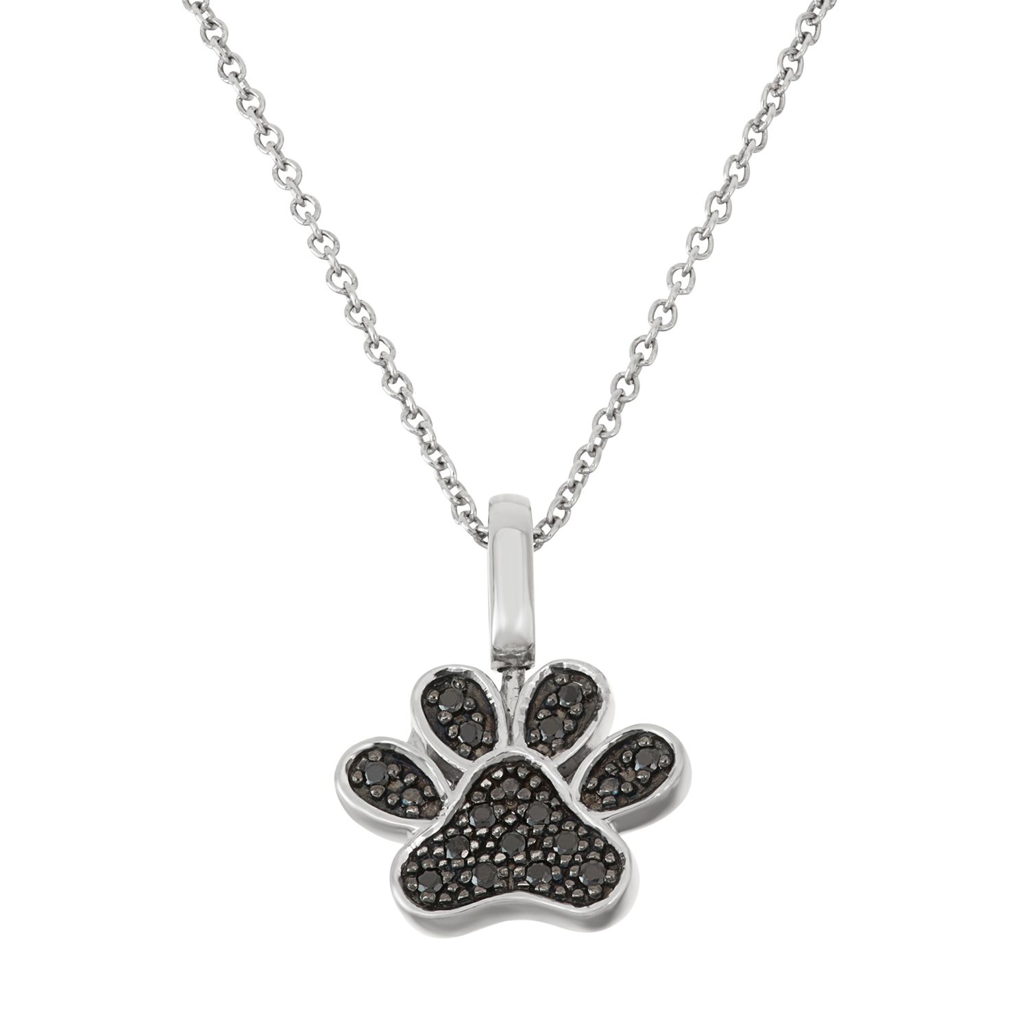 White Diamond Paw Print Pendant Necklace