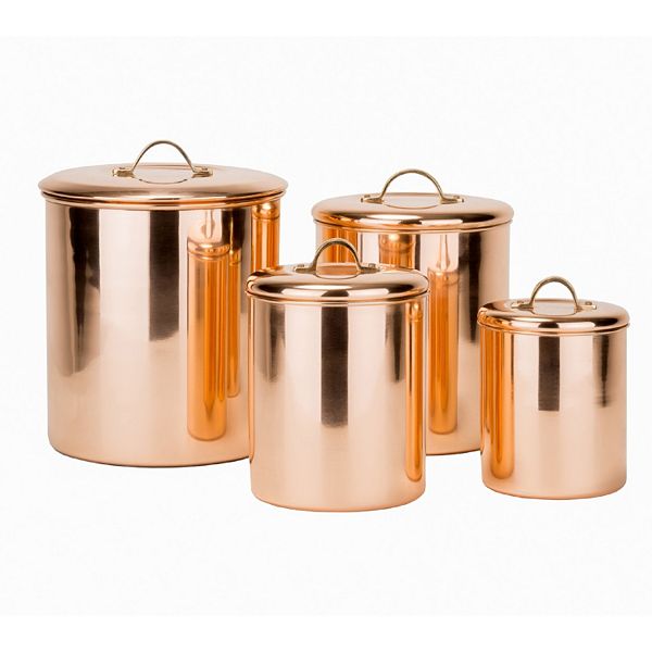 Set Of 3 Hammered Copper Tea Coffee Sugar Canisters Kitchen Storage Tin Jars  Pot - eBay