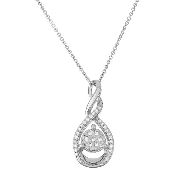 Sterling Silver 1/10 Carat T.W. Diamond Teardrop Pendant Necklace