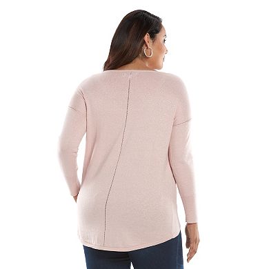 Plus Size Jennifer Lopez Lurex Scoopneck Sweater