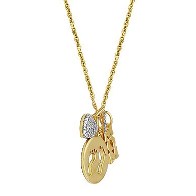 Classic Treasures 1/6 Carat T.W. Diamond "Mom," Footprints & Heart Pendant Necklace