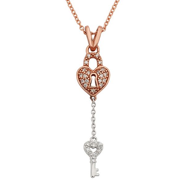 Lock & Key Necklace 1/15 ct tw Diamonds Sterling Silver 18.75