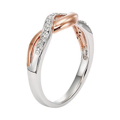 1/10 Carat T.W. Diamond 10k Rose Gold & Sterling Silver Heart Ring