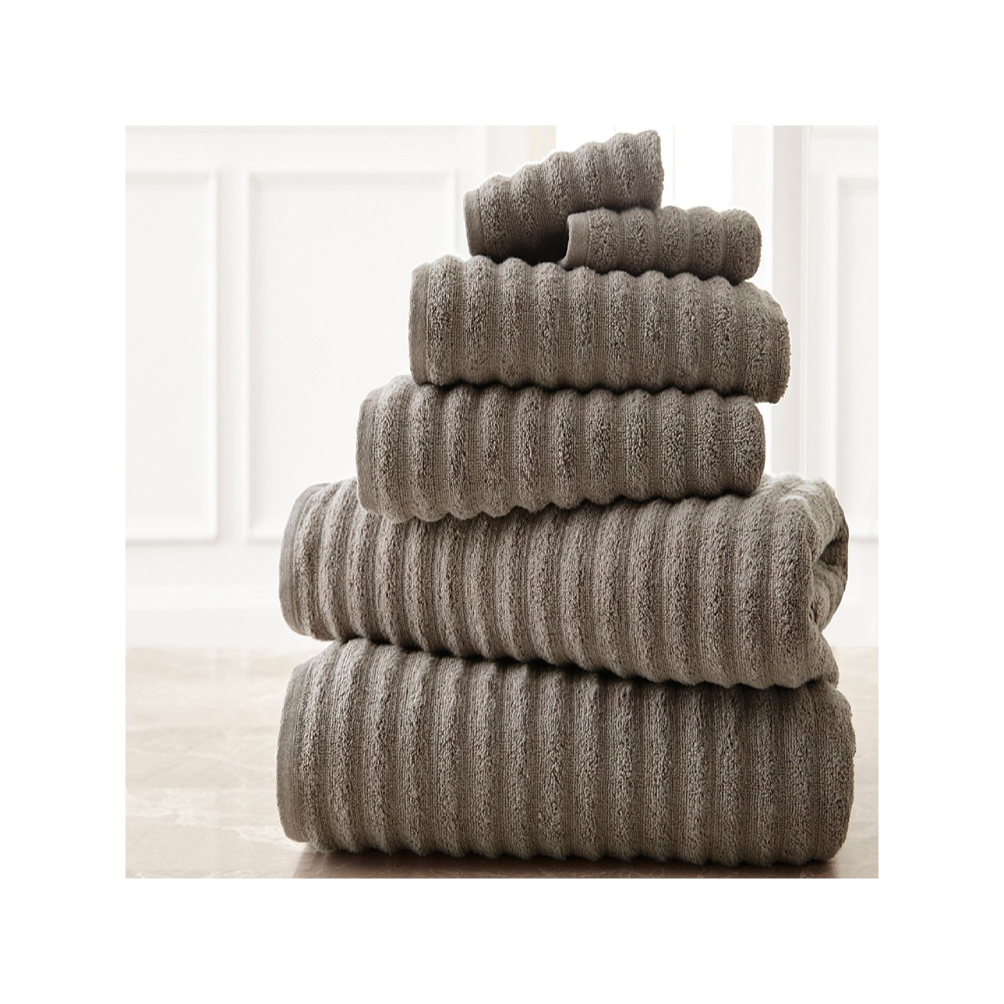 Spring Bloom 6-pc. Wavy Luxury Spa Collection Cotton Bath Towel Set, Gray