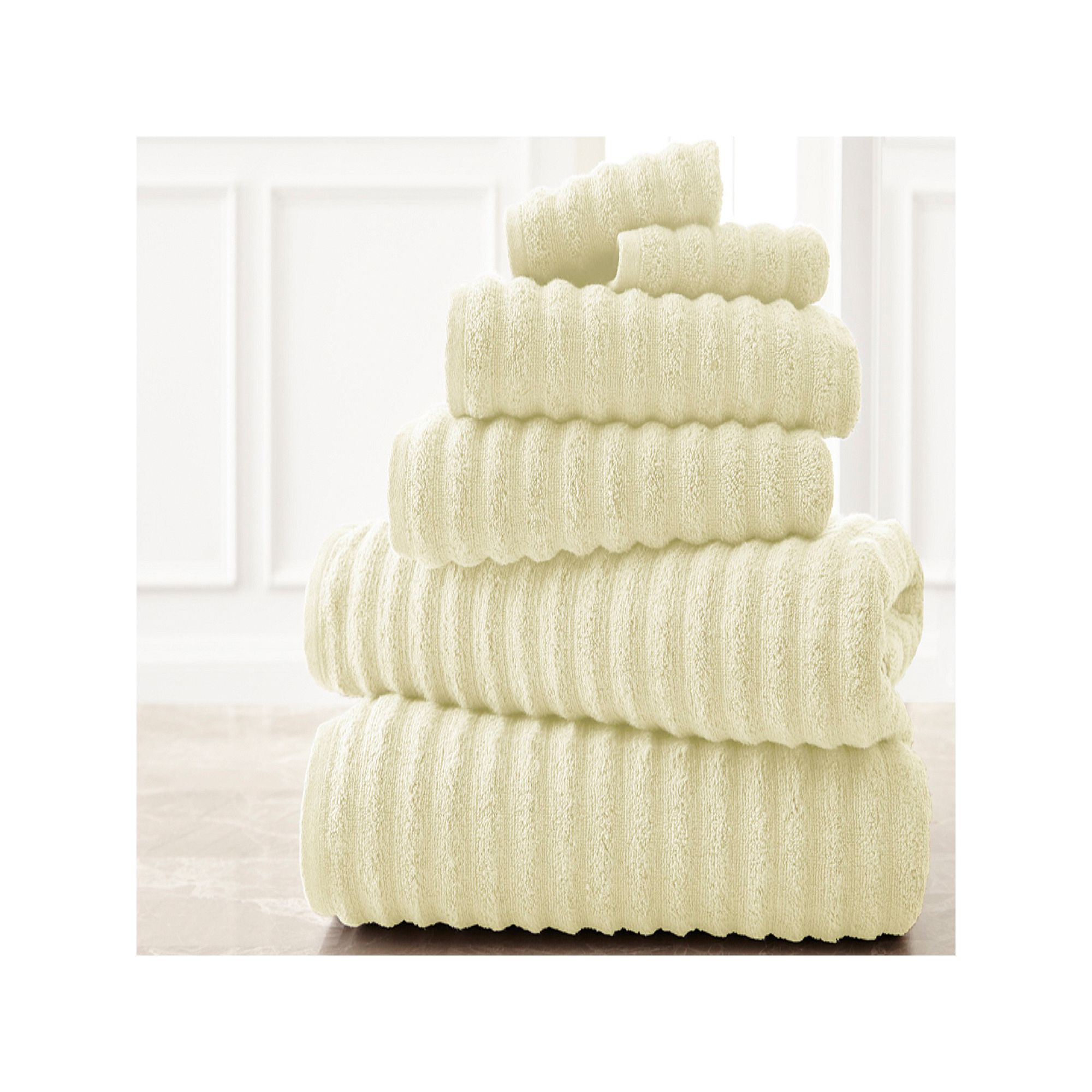 Spring Bloom 6-pc. Wavy Luxury Spa Collection Cotton Bath Towel Set, Ivory