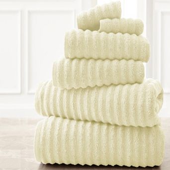 Spring Bloom 6 pc Wavy Luxury Spa Collection Cotton Bath Towel Set