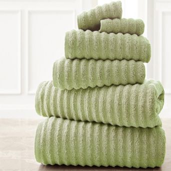 Spring Bloom 6 pc Wavy Luxury Spa Collection Cotton Bath Towel Set