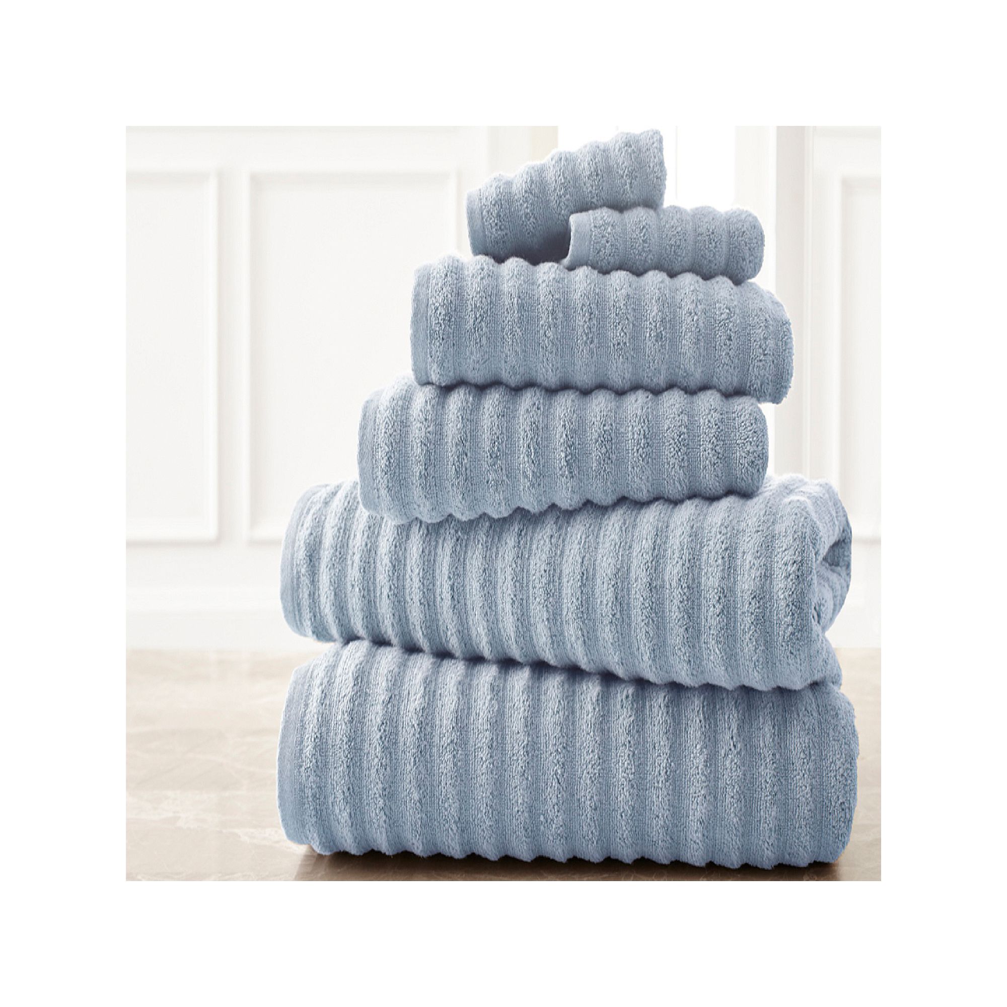 Spring Bloom 6-pc. Wavy Luxury Spa Collection Cotton Bath Towel Set, Spa Bl