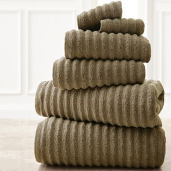 Spring Bloom 6 pc Wavy Luxury Spa Collection Cotton Bath Towel Set