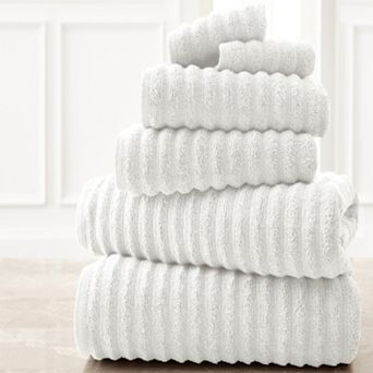 Spring Bloom 6 pc Wavy Luxury Spa Collection Cotton Bath Towel Set