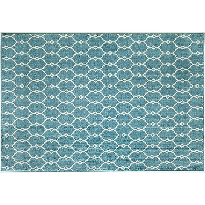 Momeni Baja Geometric Indoor Outdoor Rug, Light Blue, 5X7.5 Ft