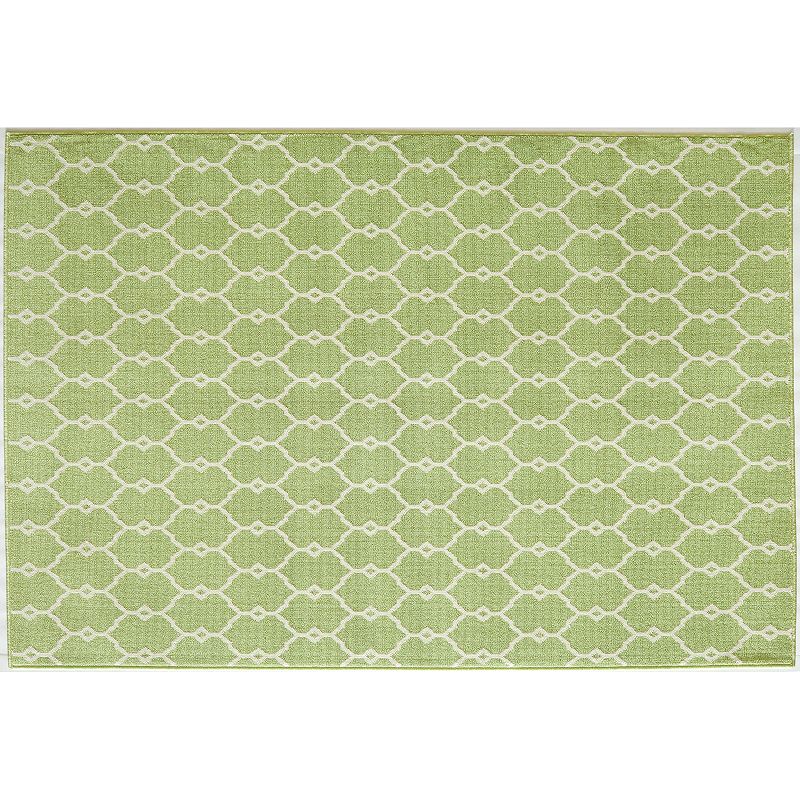 Momeni Baja Geometric Indoor Outdoor Rug, Lt Green, 5X7.5 Ft